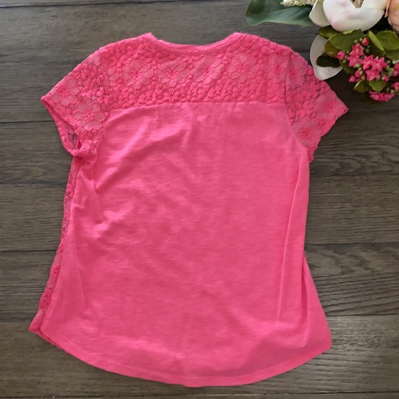 Girls lace front pink tee from Abercrombie Kids - Picture 4 of 7